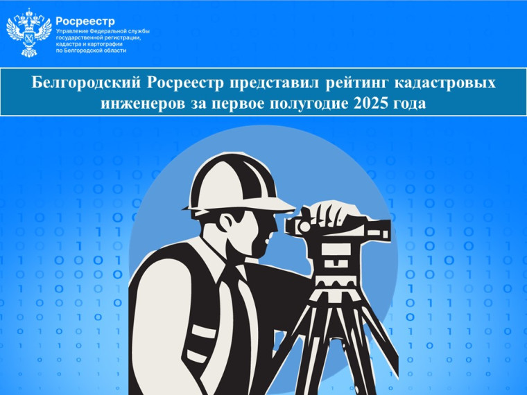 Белгородский Росреестр представил рейтинг кадастровых инженеров за первое полугодие 2025 года.