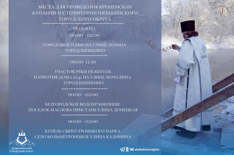 Места крещенских купаний на территории Шебекинского городского округа. Места крещенских купаний на территории Шебекинского городского округа.